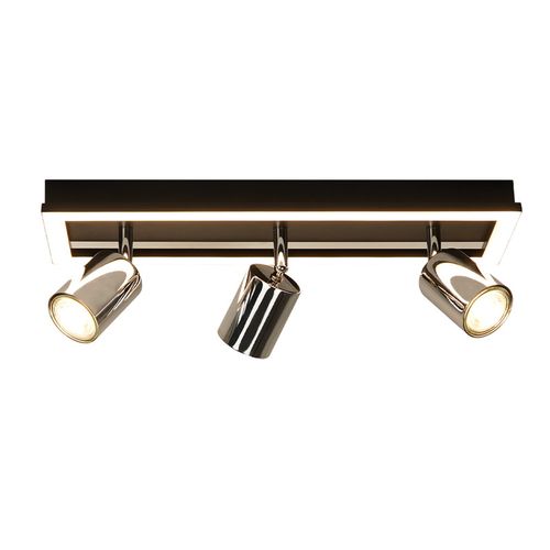 Spot De Plafond LED  3 Flammes, Noir, Gu10, Orientable, 15 W, Blanc Chaud