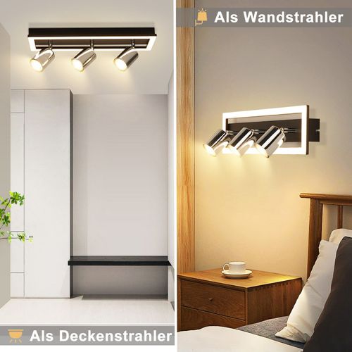 Spot De Plafond LED  3 Flammes, Noir, Gu10, Orientable, 15 W, Blanc Chaud