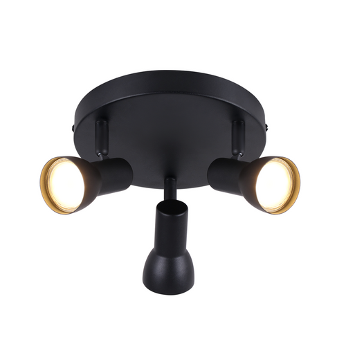 Spot De Plafond 3 Flammes, Plafonnier Noir, Design Moderne,ronds En Métal, Culot Gu10