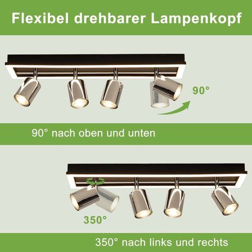Spot De Plafond LED  4 Flammes : Spots De Plafond Gu10 Orientables Lampe De Cuisine Spot Argenté 18w