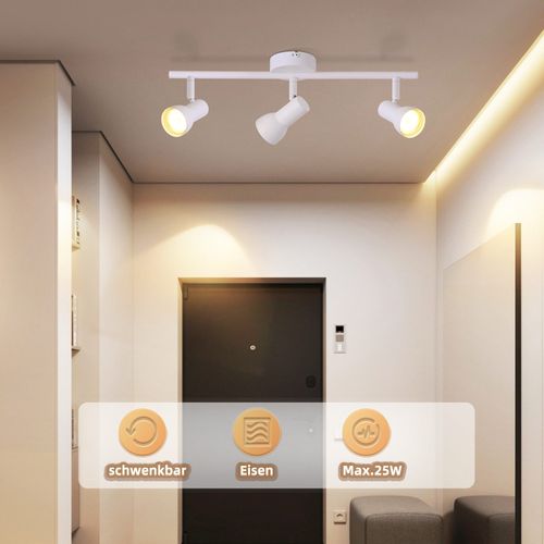 Spot De Plafond  3 Flammes Gu10, Lampe De Plafond Rotative à 350° Pour Salon Cuisine