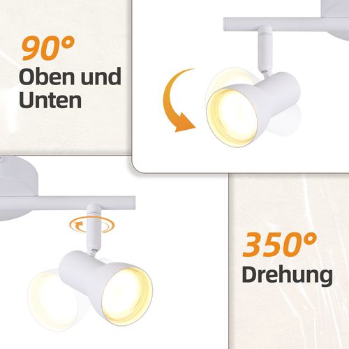 Spot De Plafond  3 Flammes Gu10, Lampe De Plafond Rotative à 350° Pour Salon Cuisine