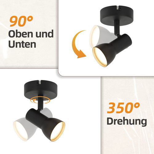 Spot De Plafond  1 Flamme Noir Moderne Pour Intérieur, Gu10, Pour Chambre à Coucher