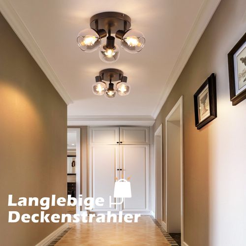 Spot De Plafond  3 Flammes - Spot De Plafond Rond Moderne En Verre Orientable à 350° Pour Salon