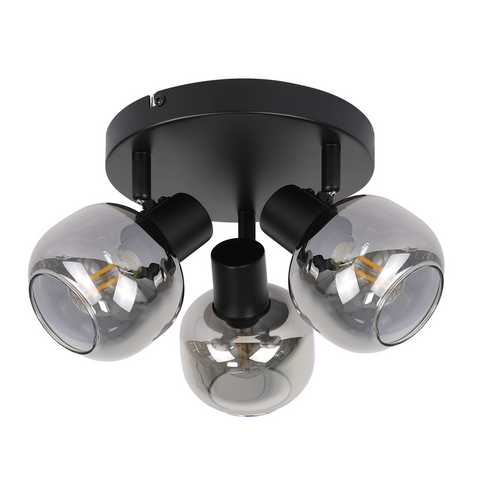 Spot De Plafond  3 Flammes - Spot De Plafond Rond Moderne En Verre Orientable à 350° Pour Salon