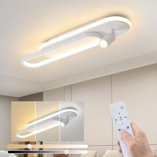 Plafonnier LED Blanc Moderne à Intensité Variable Avec 1 Spot De Plafond