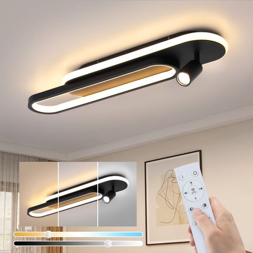 Plafonnier LED Noir Moderne à Intensité Variable Avec 1 Spot De Plafond