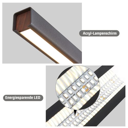 Suspension LED  Pour Salle à Manger, Intensité Variable, Noire, Moderne, 50 W, 148,5 Cm