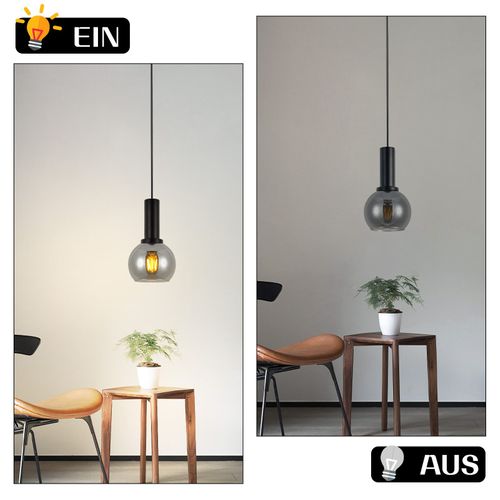 Lampe Suspendue Vintage Pour Table à Manger Lampe Suspendue 1 Flamme En Verre Noir Industrielle E27