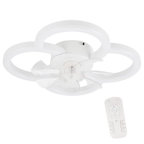 Ventilateur Plafond LED Blanc Silencieux Avec Télécommande, Lumière Dimmable 6 Vitesses et Timer