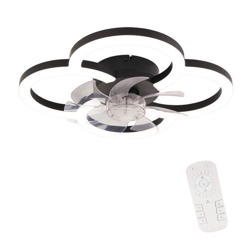 Ventilateur Plafond LED Noir 40w Silencieux Avec Télécommande, Dimmable 6 Vitesses et Timer