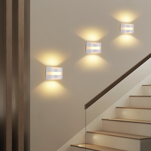 Applique Murale LED Intérieur Blanche, Design Moderne 5w 3000k Blanc Chaud, Éclairage Haut Et Bas