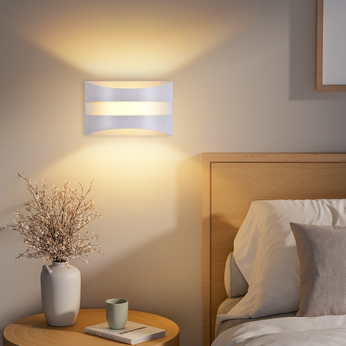 Applique Murale LED Intérieur Blanche, Design Moderne 5w 3000k Blanc Chaud, Éclairage Haut Et Bas