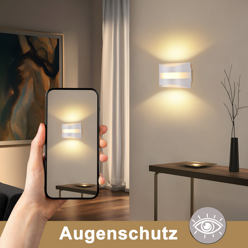 Applique Murale LED Intérieur Blanche, Design Moderne 5w 3000k Blanc Chaud, Éclairage Haut Et Bas