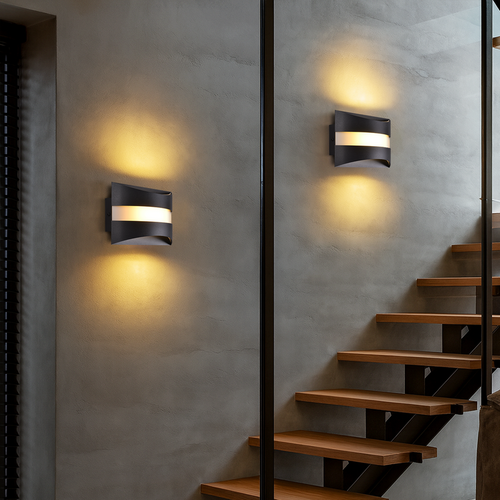 Applique Murale LED Intérieur Noire, Éclairage Mural Haut Et Bas, 5w 3000k Blanc Chaud Décorative