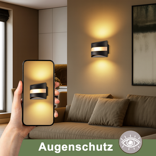 Applique Murale LED Intérieur Noire, Éclairage Mural Haut Et Bas, 5w 3000k Blanc Chaud Décorative