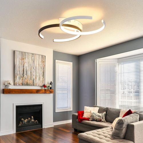 Plafonnier LED Noir Et Blanc Moderne, Lampe 24w Design 54cm, 3000k Blanc Chaud