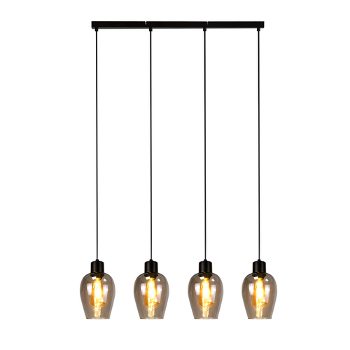 Suspension Noire Vintage E27, 1-flamme Verre Fumé Pour Cuisine Et Chambre à Coucher (sans Ampoule)