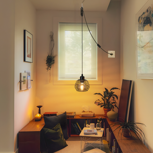 Suspension Vintage Industrielle Noire, 1 Ampoule E27, Câble 4.5m Avec Prise Et Interrupteur Inclus