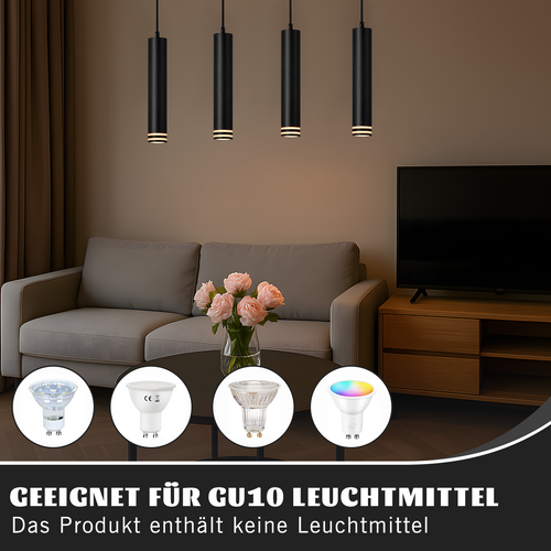 Suspension Cylindre Moderne Gu10, 1 Lumière En Aluminium, Hauteur Réglable Pour Cuisine Et Bar