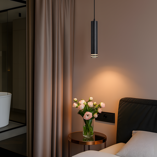 Suspension Cylindre Moderne Gu10, 1 Lumière En Aluminium, Hauteur Réglable Pour Cuisine Et Bar