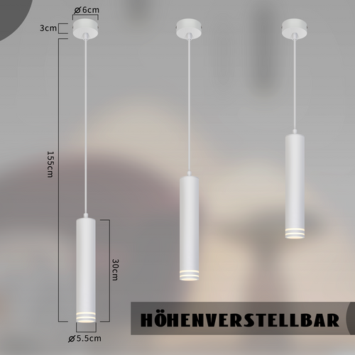 Lampe Suspendue Cylindre Gu10 En Aluminium, Design Moderne 1 Lumière, Réglable En Hauteur Déco