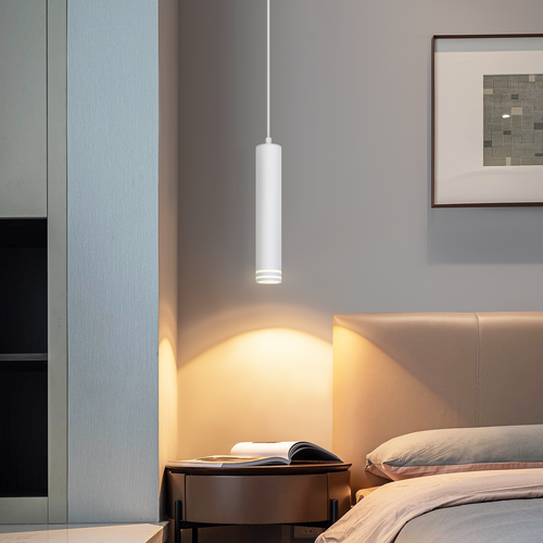 Lampe Suspendue Cylindre Gu10 En Aluminium, Design Moderne 1 Lumière, Réglable En Hauteur Déco
