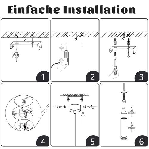 Lampe Suspendue Cylindre Gu10 En Aluminium, Design Moderne 1 Lumière, Réglable En Hauteur Déco