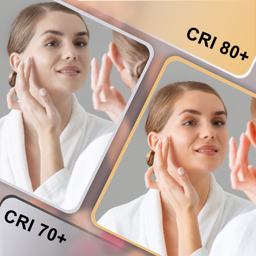 Miroir Maquillage Mural Lumineux 70x55 Cm, Éclairage LED Tactile Dimmable Pour Coiffeuse Salle Bain