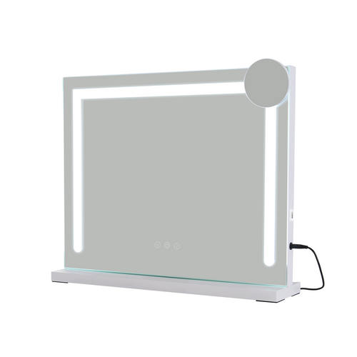 Grand Miroir Maquillage Lumineux 80x60 Cm, LED Tactile Dimmable Pour Coiffeuse Salle De Bain Design
