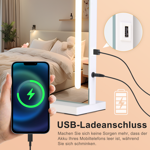 Grand Miroir Maquillage Lumineux 80x60 Cm, LED Tactile Dimmable Pour Coiffeuse Salle De Bain Design