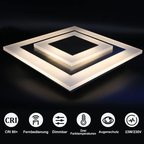 Plafonnier LED : Lampe De Salon 30 Cm, Dimmable 23 W, Moderne Avec Télécommande Pour Chambre