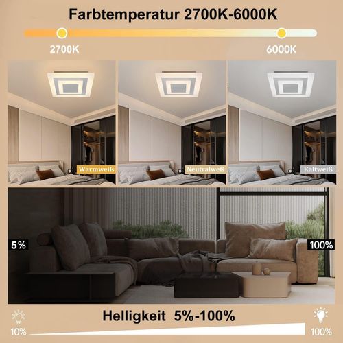 Plafonnier LED : Lampe De Salon 30 Cm, Dimmable 23 W, Moderne Avec Télécommande Pour Chambre