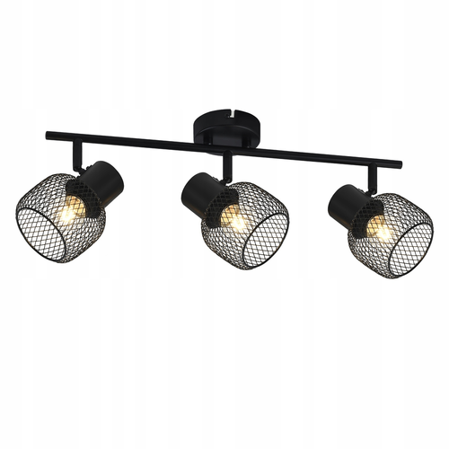 Plafonnier 3 Spots E27 Vintage Noir, Luminaire Métal Orientable pour Salon Cuisine