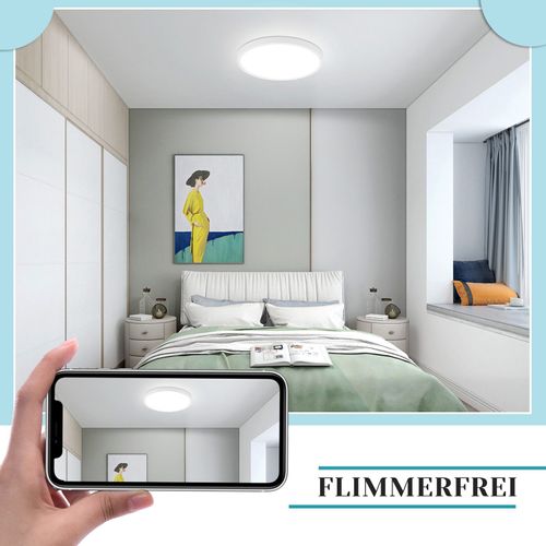 Plafonnier LED Plat 18 Cm - 15 W, Blanc, 6000 K - Éclairage Moderne Cuisine, Couloir, Chambre