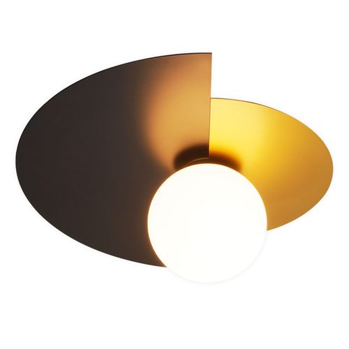 Applique Murale Noir Doré Couloir Vintage Verre Et Métal Design Moderne E14