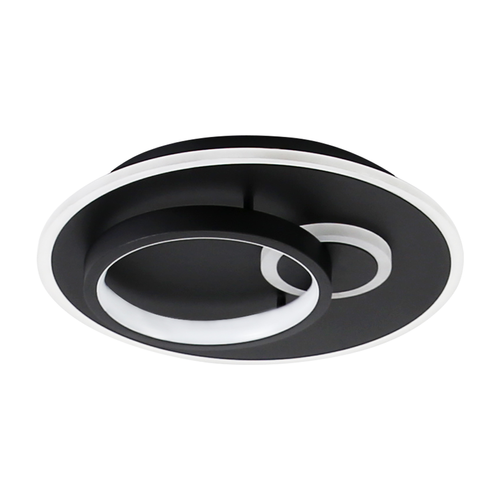 Plafonnier LED 33w Noir Rond Dimmable Télécommande Moderne Salon