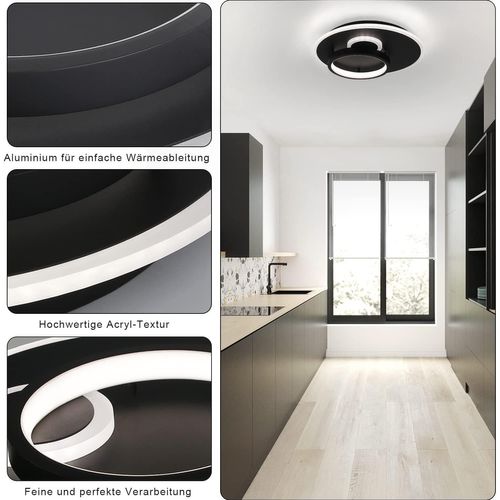 Plafonnier LED 33w Noir Rond Dimmable Télécommande Moderne Salon