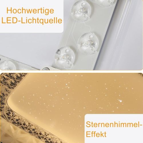 Plafonnier LED Moderne Carré 30cm Cristal Ciel Étoilé Design Dimmable Avec Télécommande Blanc