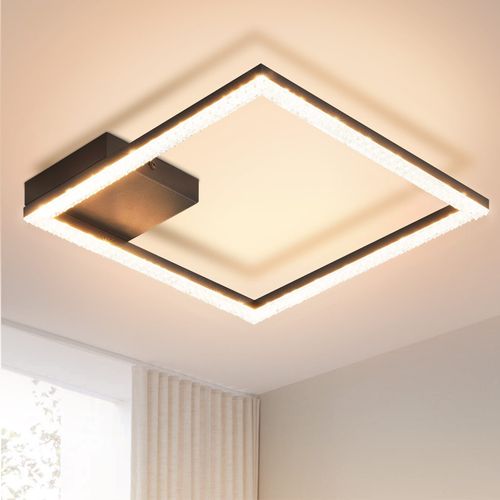 Plafonnier LED 12 W Blanc Chaud Lampe En Cristal 3000 K Lumière Noir Lampe Moderne Carrée En Métal
