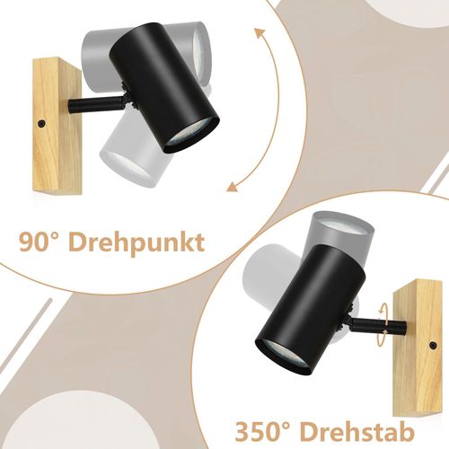 Plafonnier 1 Flamme Bois - Noir Plafonnier Couloir Métal Rétro Gu10 350°plot De Plafond Max.40w