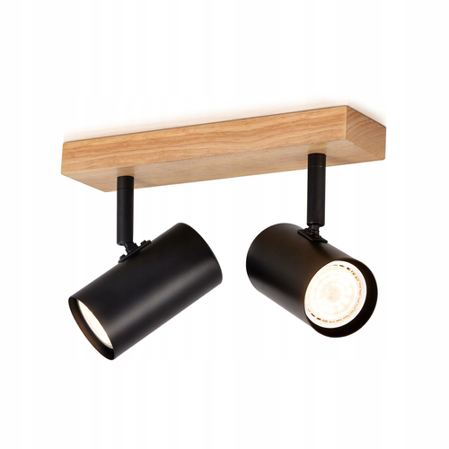 2 Spots De Plafond Bois Noir Gu10 Orientables à 350°style Rétro Industriel Pour Salon