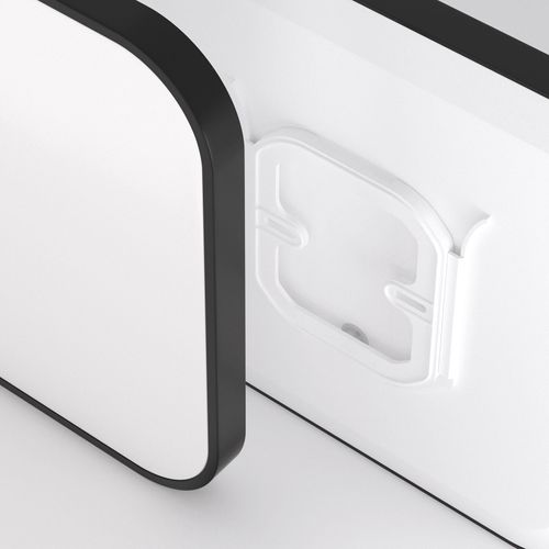 Plafonnier LED 4000k, 19w, 27cm Chambre Plat Cuisine Lampe Noir Carré Salle De Bain Ip44