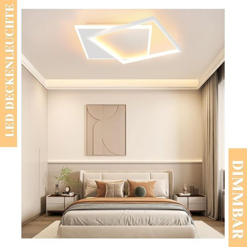 Plafonnier LED - Plafonnier LED Carré Blanc à Intensité Variable 44 W Pour Chambre à Coucher