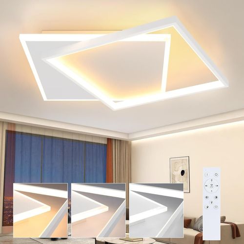 Plafonnier LED - Plafonnier LED Carré Blanc à Intensité Variable 44 W Pour Chambre à Coucher