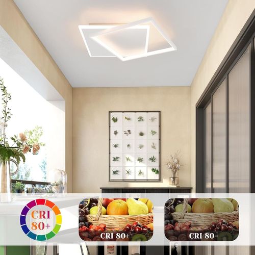 Plafonnier LED - Plafonnier LED Carré Blanc à Intensité Variable 44 W Pour Chambre à Coucher