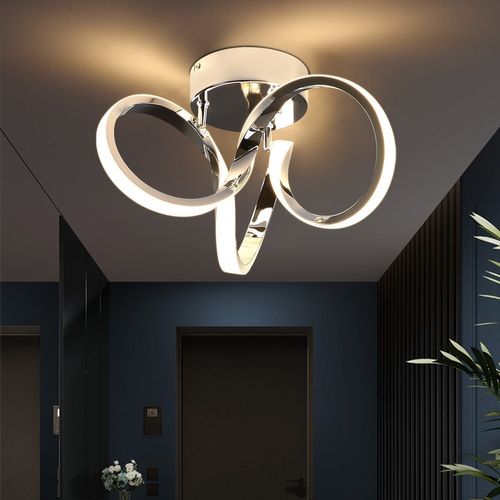 Plafonnier LED Chrome 31cm 19W, Lampe Moderne 3000K Blanc Chaud Salon Couloir