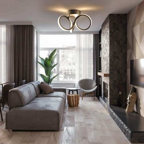 Plafonnier LED Noir 31cm, 19 W Intérieur 3000 K Blanc Chaud Pour Couloir