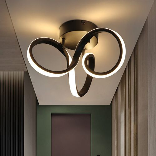 Plafonnier LED Noir 31cm, 19 W Intérieur 3000 K Blanc Chaud Pour Couloir