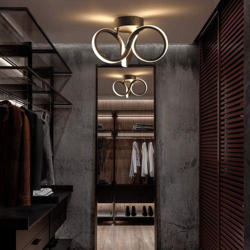 Plafonnier LED Noir 31cm, 19 W Intérieur 3000 K Blanc Chaud Pour Couloir